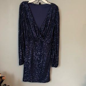 navy blue sparkling formal dress